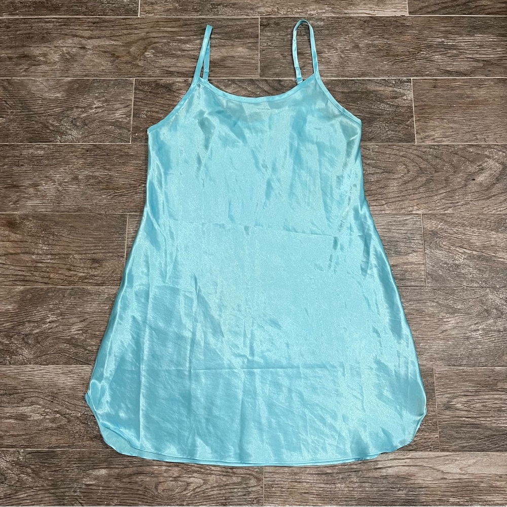 Light Blue Satin Slip Dress